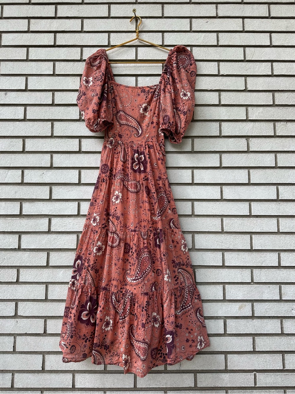 Cleobella Brielle Midi Dress S Rhode Paisley Organic Cotton Puff Sleeve Boho - Picture 4 of 13